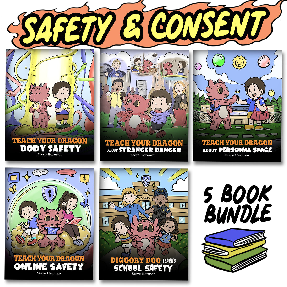 Safety & Consent – 5 Book Bundle – Teaching Kids Boundaries, Respect, and Safe Choices  | Social Emotional Learning
