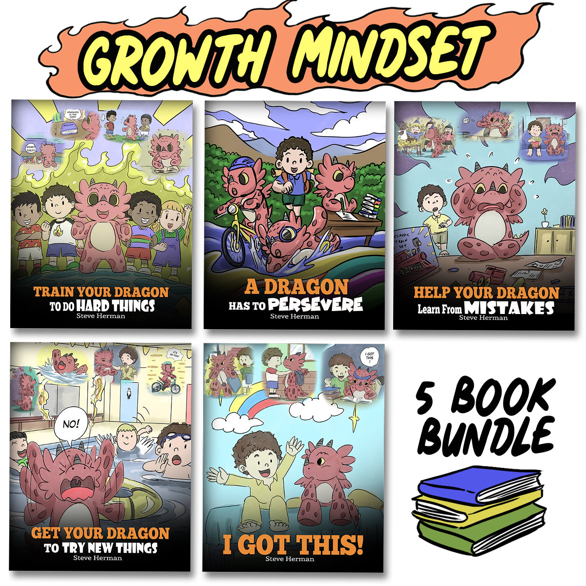 Growth Mindset – 5 Book Bundle – Inspiring Kids to Embrace Challenges, Learn From Mistakes, and Keep Going  | Social Emotional Learning