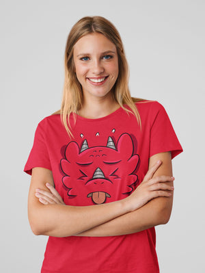 Disgusted Dragon - Emotion T-Shirt - Red (Adult Sizes)