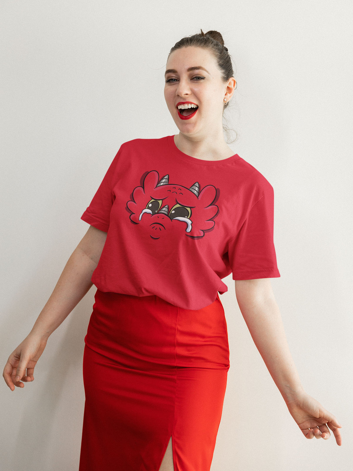 Sad Dragon - Emotion T-Shirt - Red (Adult Sizes)