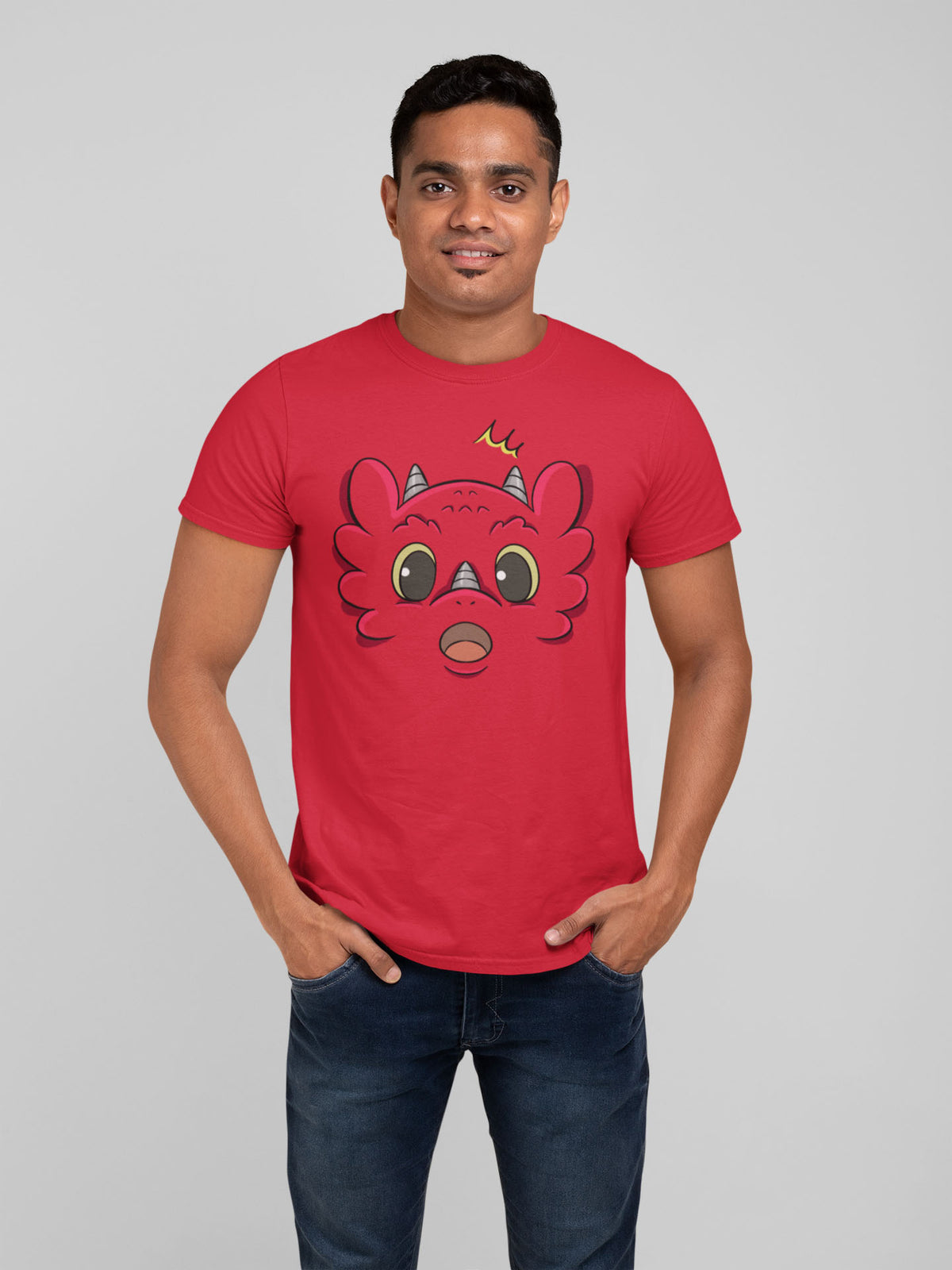 Surprised Dragon - Emotion T-Shirt - Red (Adult Sizes)